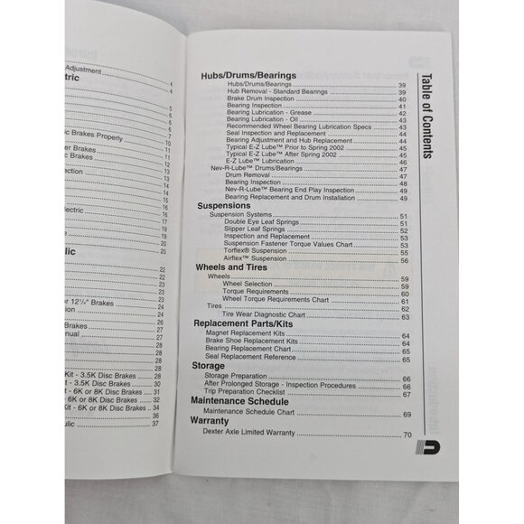 Dexter Axle Operation Maintenance Service Manual 600-8,000 Lb Axels 2003 - Picture 4 of 6